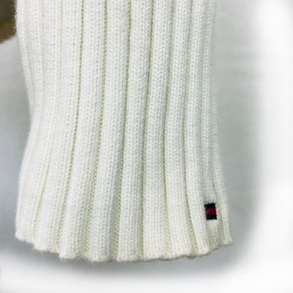 Tommy Hilfiger Black Ivory Ribbed Sweater Top L - Picture 5 of 8